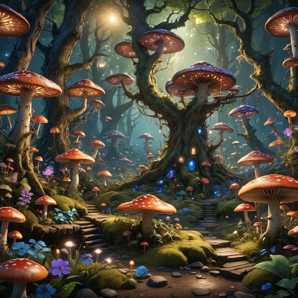 Fairy Forest Dreamscape in a Digital Painting