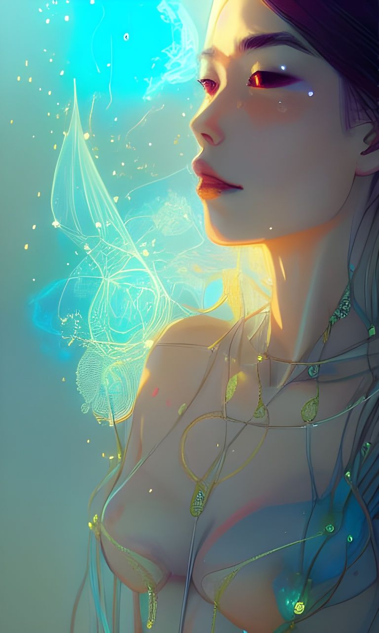 Fire Princess Portrait in Detailed Digital Watercolor