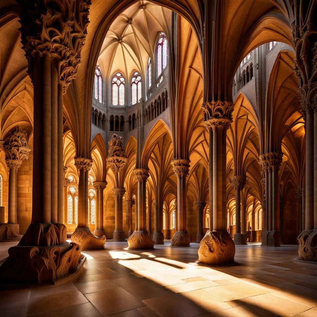 Grand Gothic Cathedral in Antoni Gaudí Style