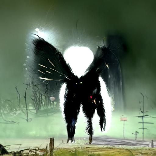 Eerie Silhouette of the Mothman Cryptid
