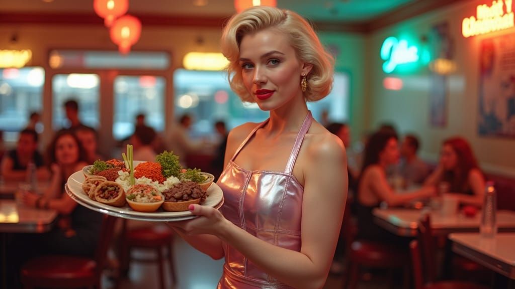Marilyn Monroe as 1950s Waitress in Diner