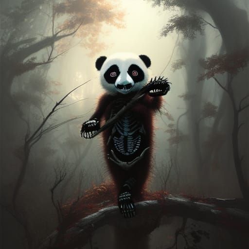 Creepy Skeleton Panda: Dark Fantasy Masterpiece
