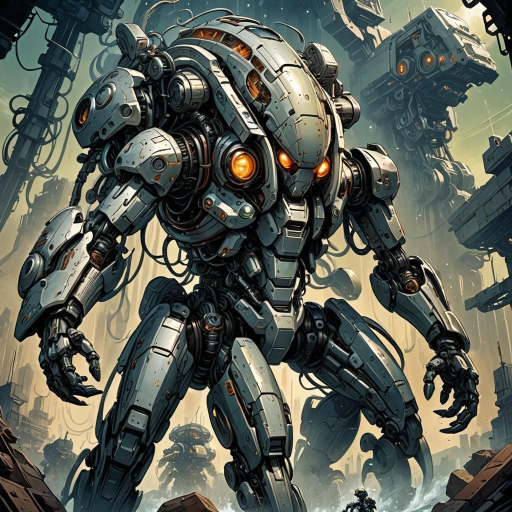 Mecha-Squid Comic Book Art