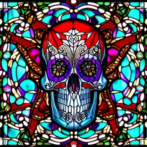 stained glass skull 12
