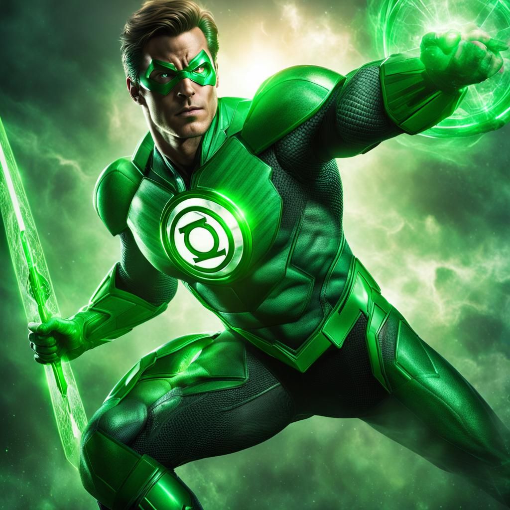 Green Lantern Creates Shield in Hyperdetailed Realism