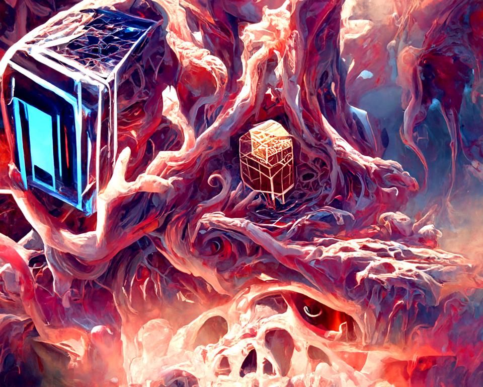 Infernal Brain Cube: Dark Fantasy Digital Art