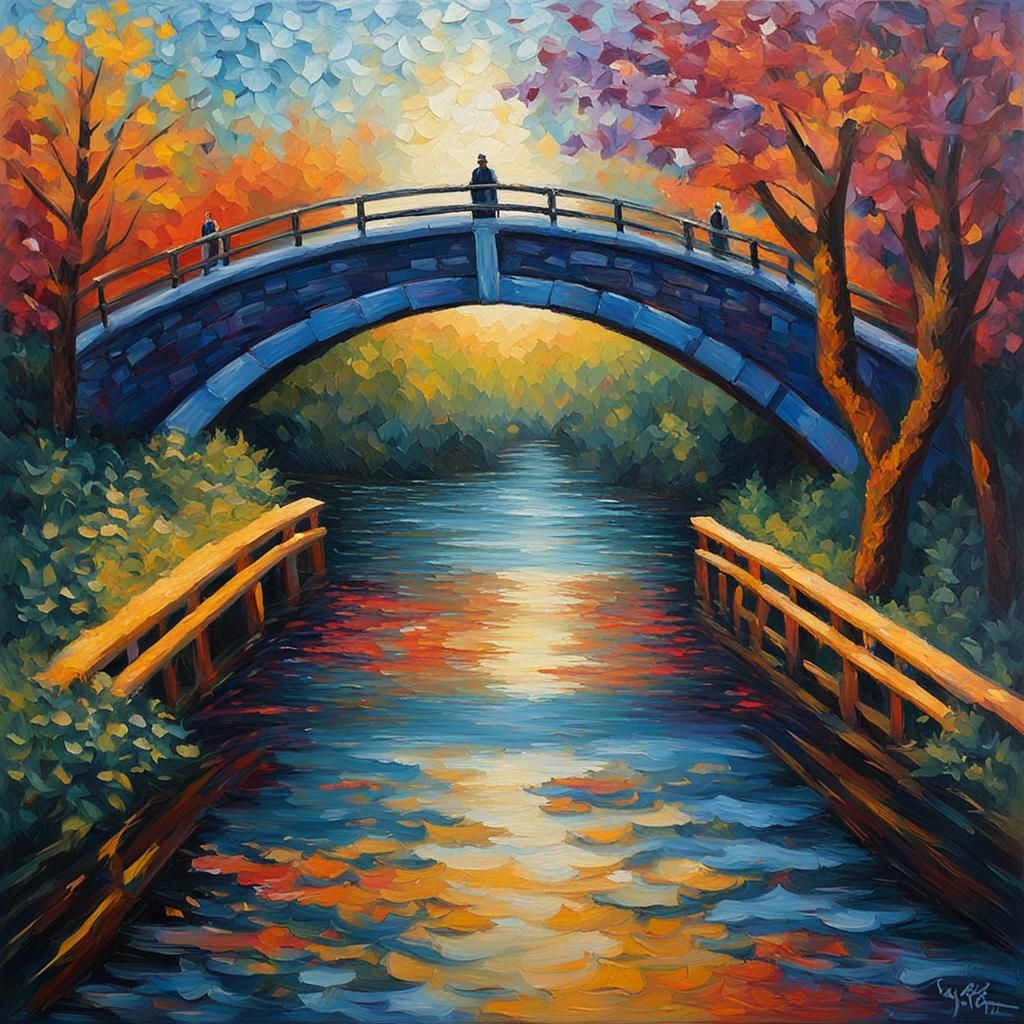 Neo-Impressionist Bridge of Faith Oil Painting
