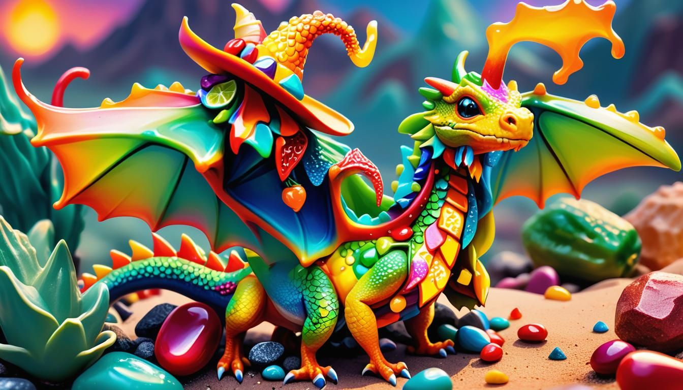 Dragon with Sombrero in Candy Desert Concept Art