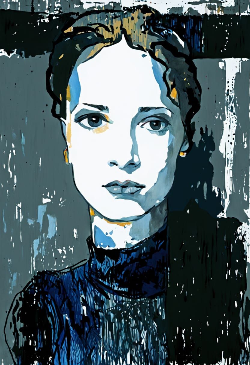 Brooding Woman in Expressionist Style