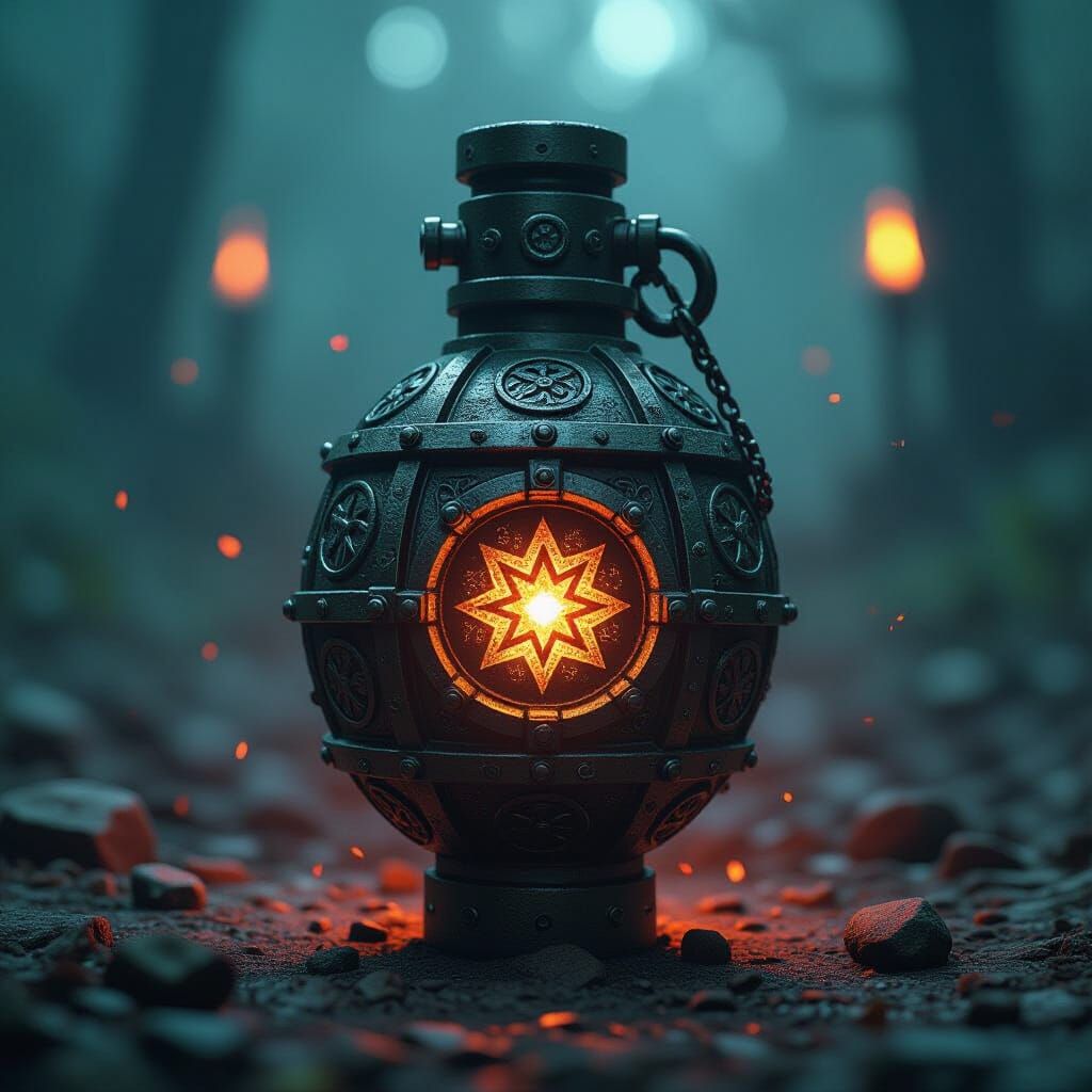Mystical Soul Coin Grenade in Dramatic Lighting