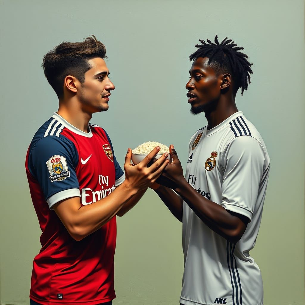 Football Player in a Vibrant Homage to Hockney, Basquiat, an...