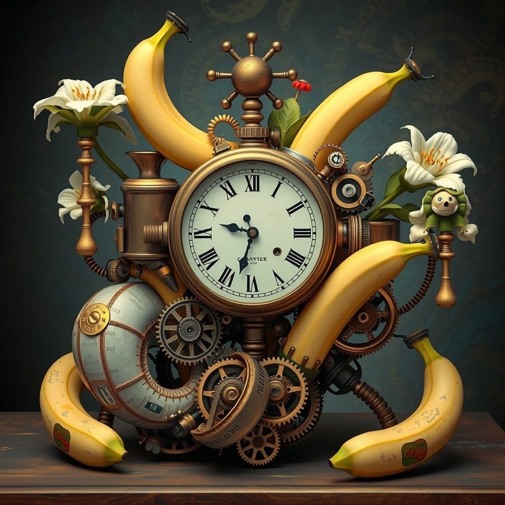 Surrealist Mechanical Botanicals in Cyberpunk Style