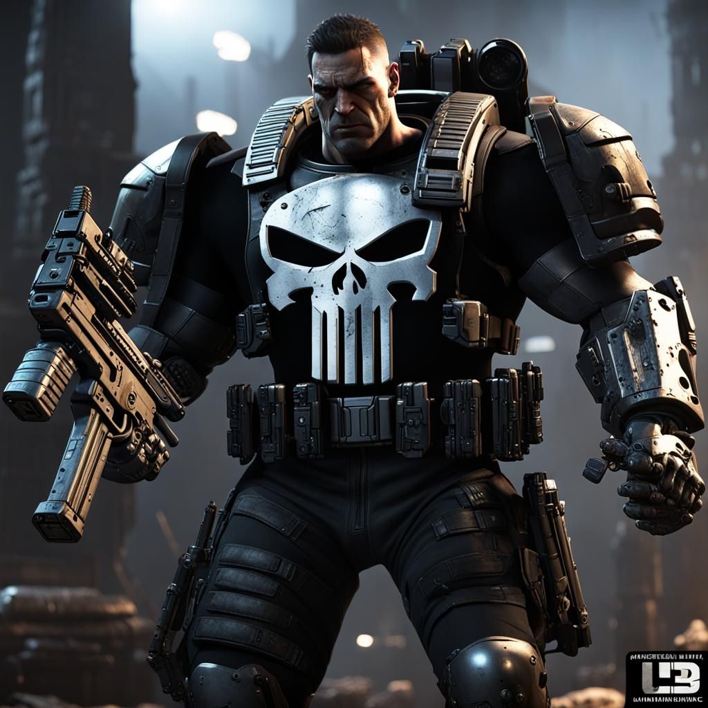 Punisher as Chaos Space Marine in 3D Style
