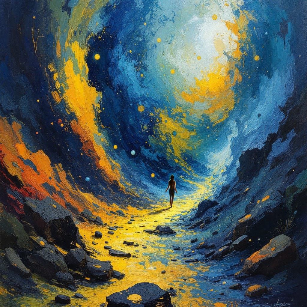 Dreamlike Streets in Van Gogh Dalí Style