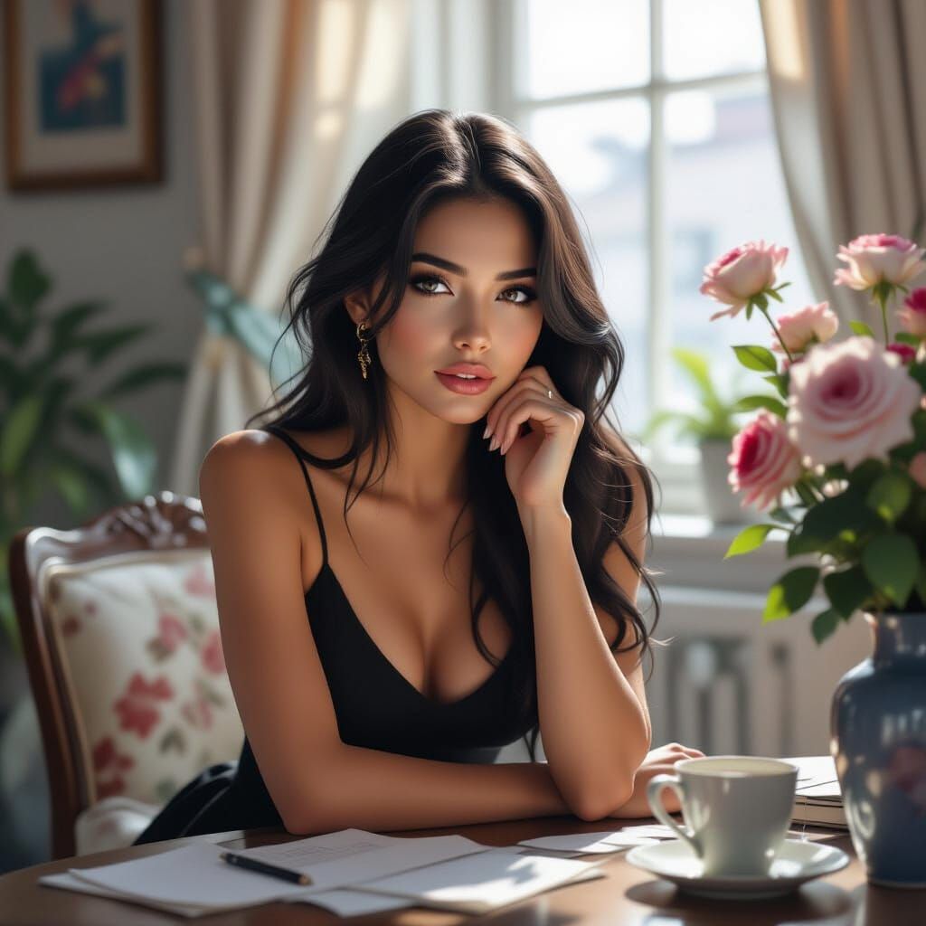 Young Woman in Soft Lighting: Ultra-Realistic Digital Art