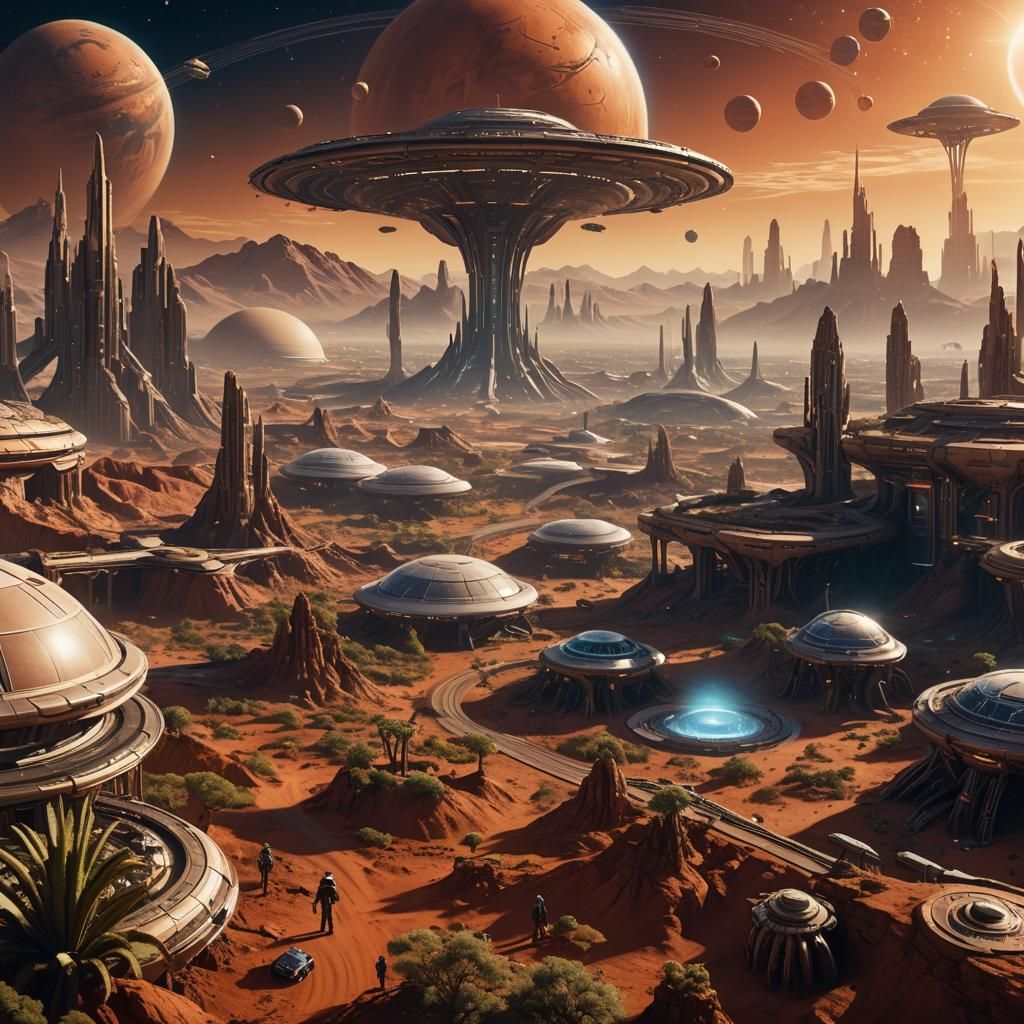 Aliens Living in a Futuristic City on Mars