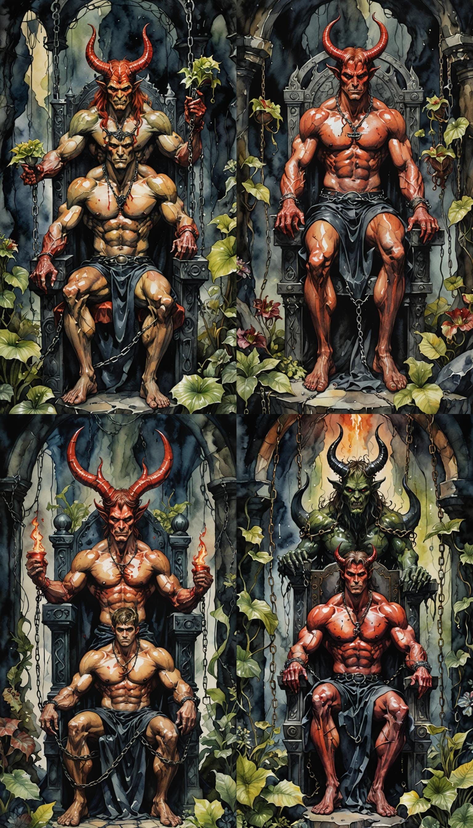 The Devil Tarot Card in Watercolor