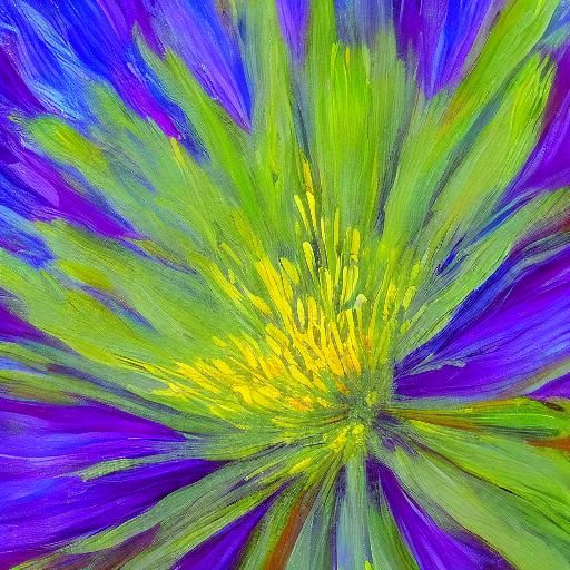 Delicate Green Flower in Impressionist Style