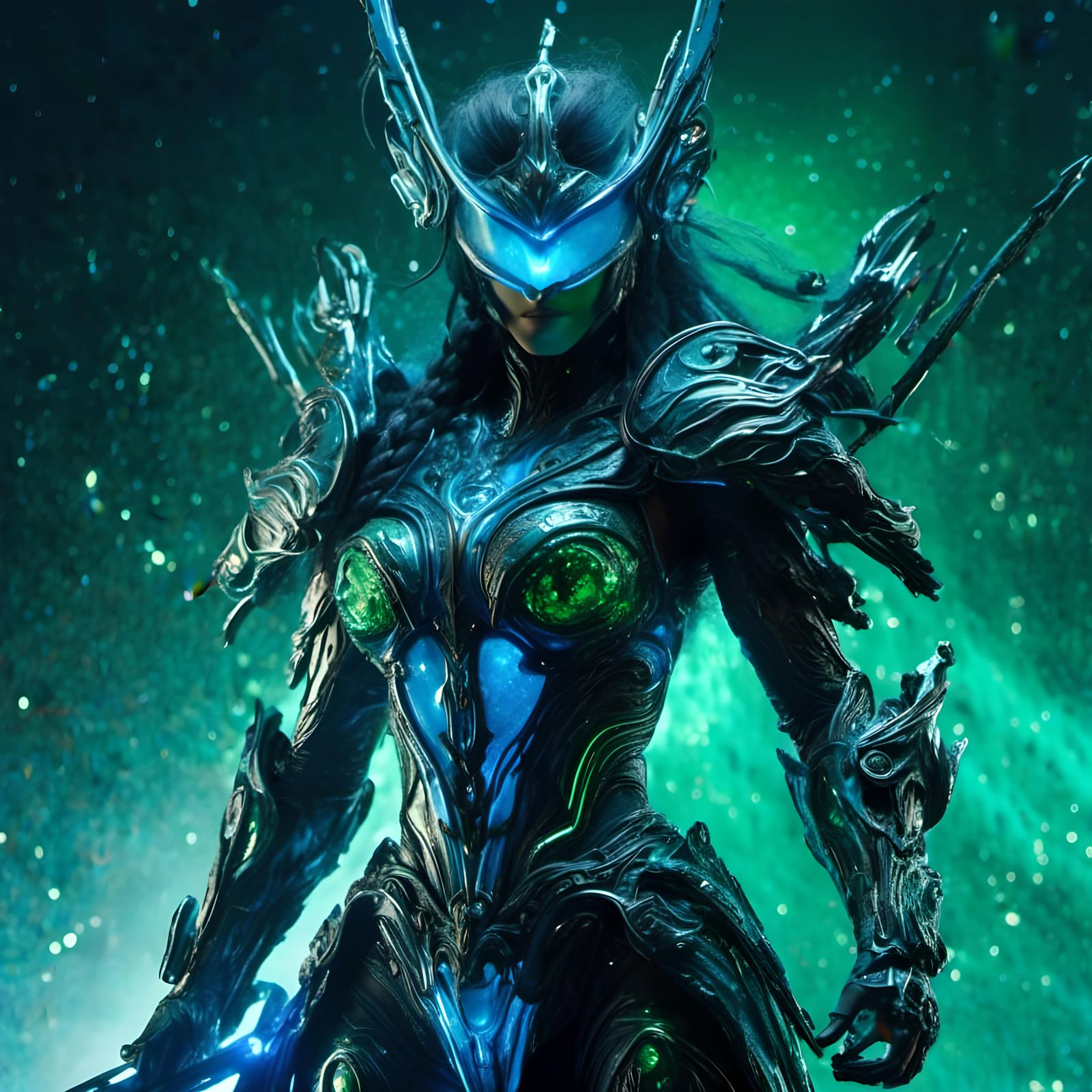 Sci-Fi Dark Fantasy Paladin with Glowing Visor