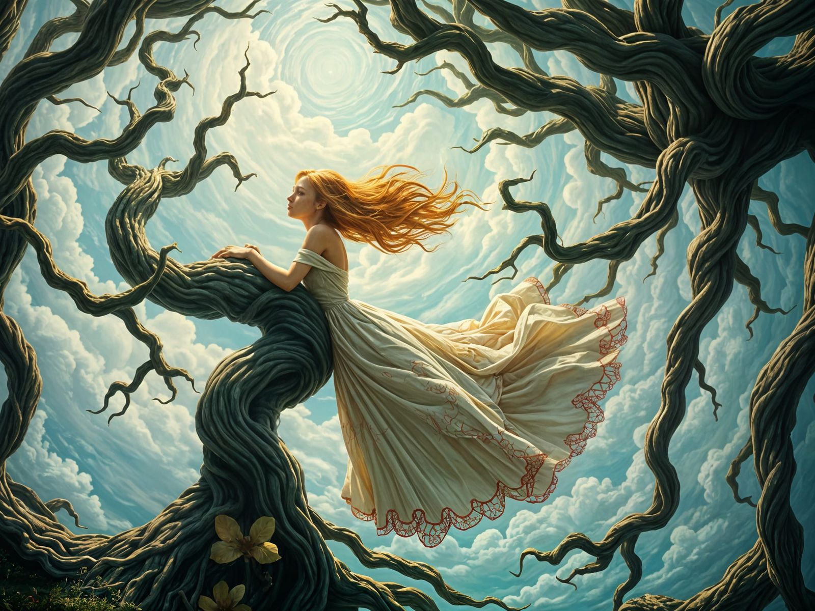 Surreal Dreamscape with Twisted Reflections