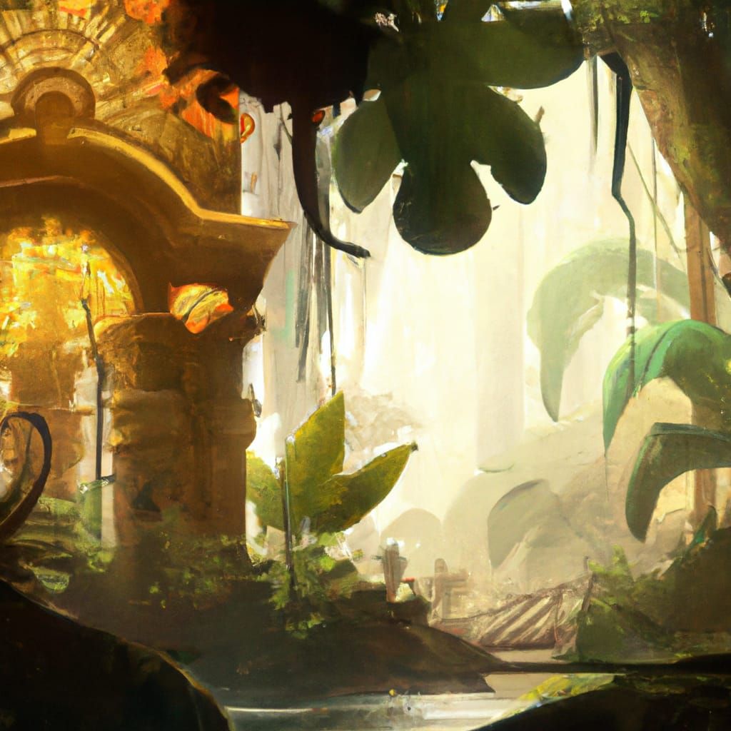 Lush Jungle Temple: Art Deco Architecture