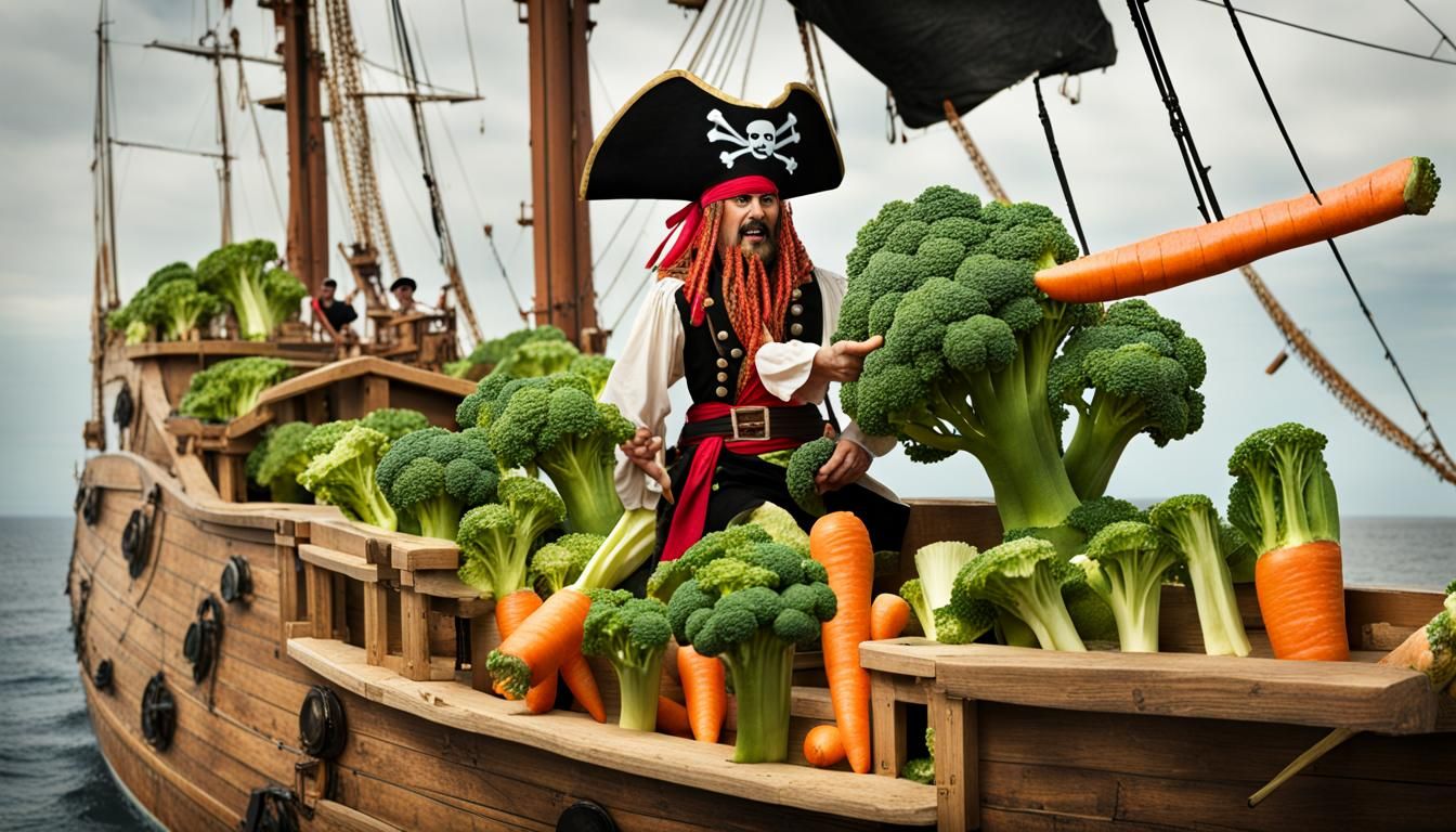 Vegetable Pirates Forcing Broccoli to Walk Plank