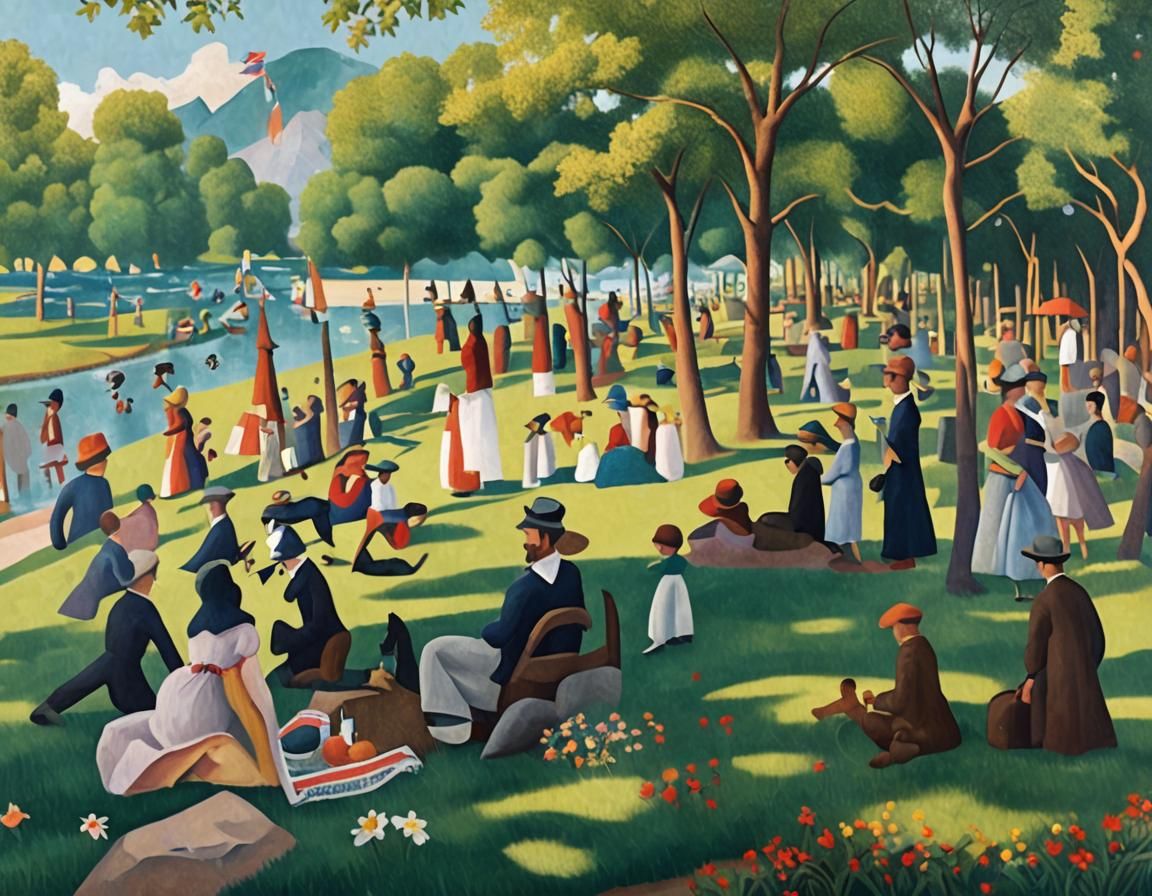 Mountain Park Inspired by La Grande Jatte, Painterly Style