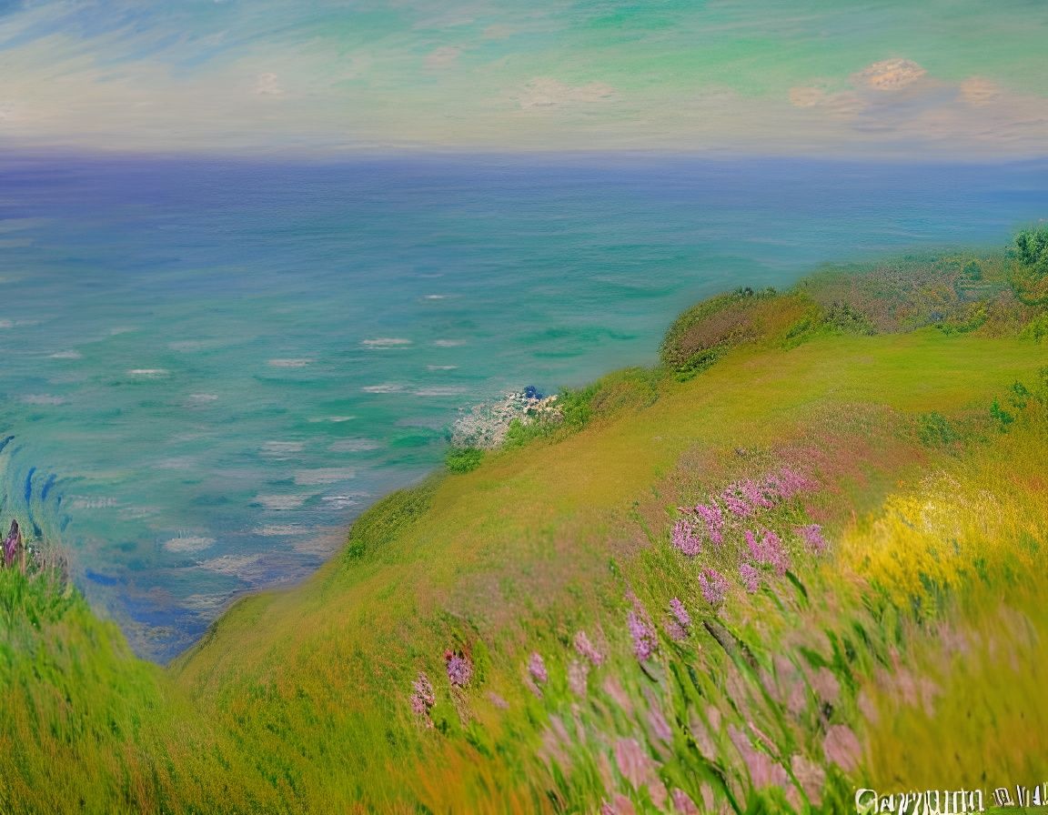 Coastal Impressionism: Ocean View from a Cliffside