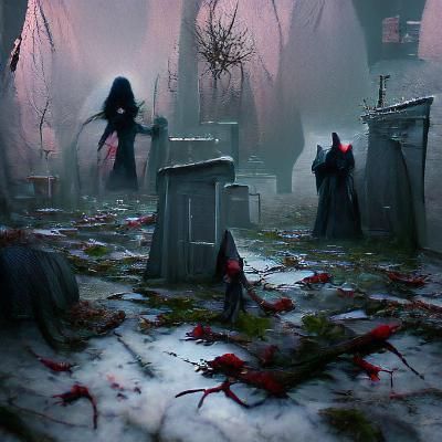 Sinister Graveyard Scene in Dark Fantasy Style