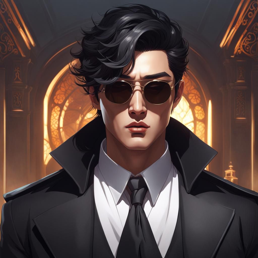 Sad Korean Man Smoking Cigar, Hyperdetailed Portrait