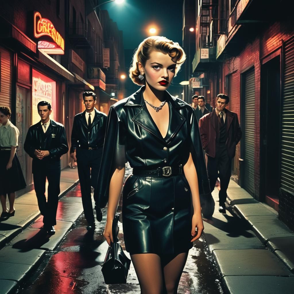 Greaser Gang in Film Noir Alley, Ramona Fradon Style