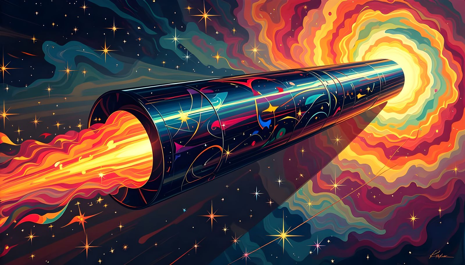 Iridescent Plasma Cylinder in Kandinsky Cosmos