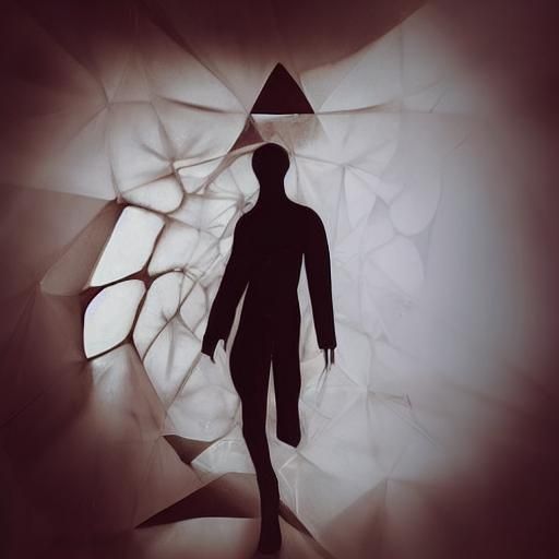 Mystical Figure Stepping Between Map Sections in Surrealism