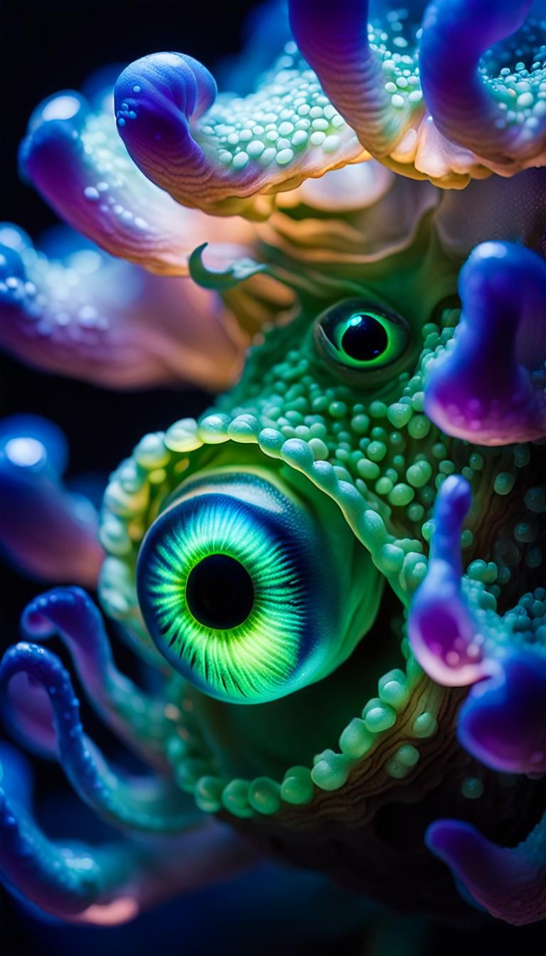 Bioluminescent Alien Anemone in Hyperrealistic 3D