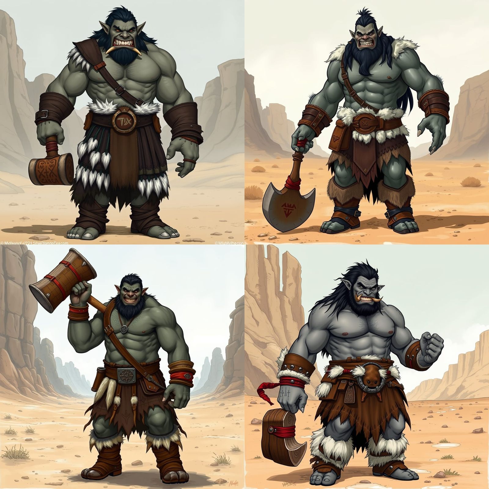 Fearsome Grey Orc Barbarian Smirks from the Wastes