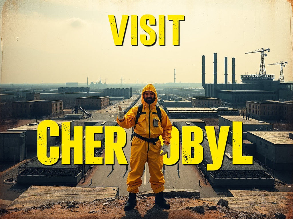Visit Chernobyl: Retro Postcard in 90s Style