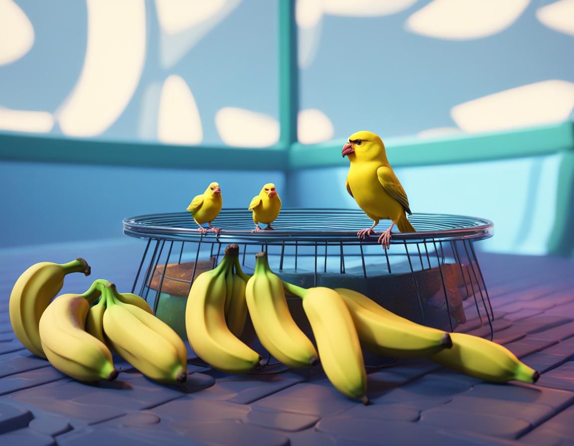 A bald canary, banana hybrid Pixar, Disney, concept art, 3d ...