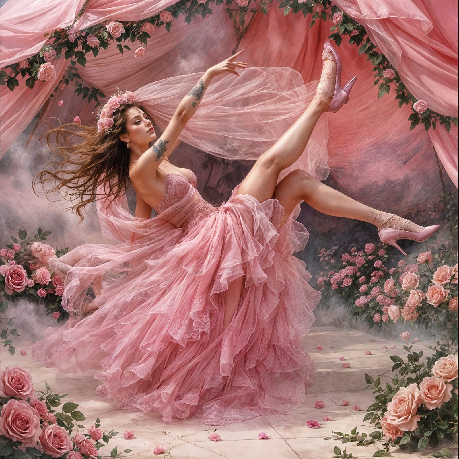Fantasy Dancer in Pink: A Pastel Illustration