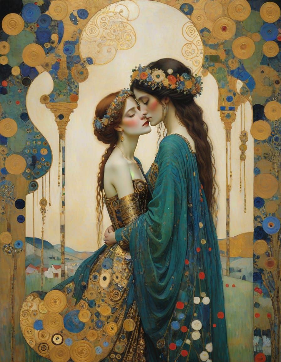 Symbolist Portrait Inspired by Klimt and Moreau