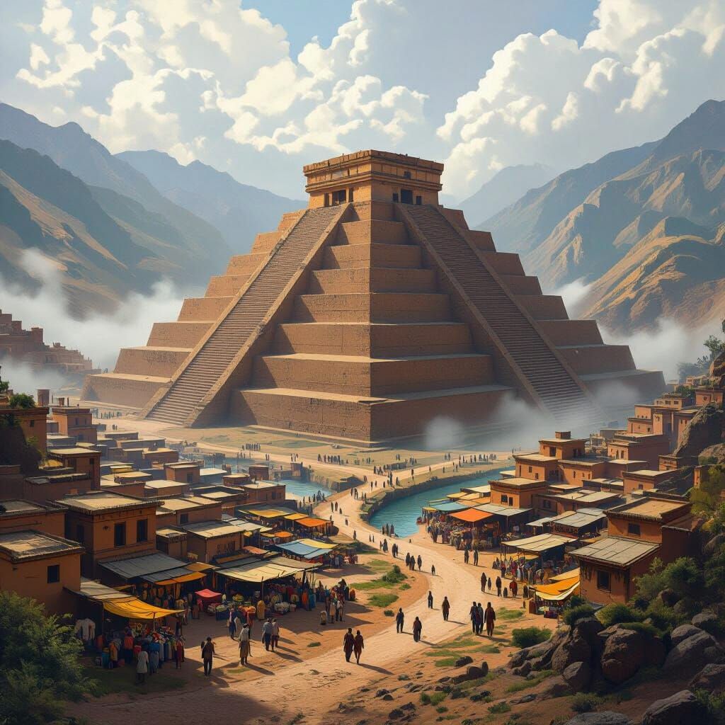 Andean Valley Pyramid Temple in Matte Painting Style