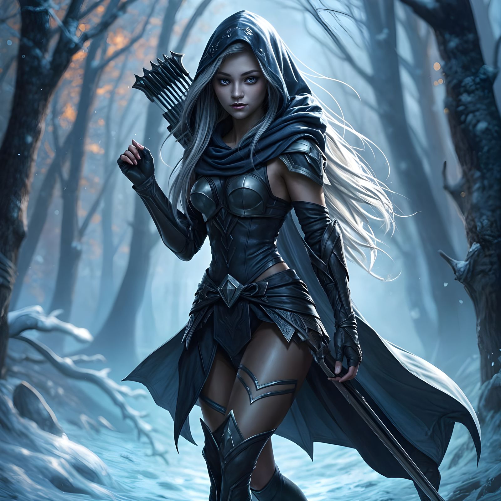 Elegant Drow Ranger in Dark Fantasy Cosplay