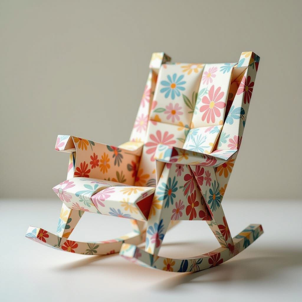 Origami Rocking Chair in Pop Art Style
