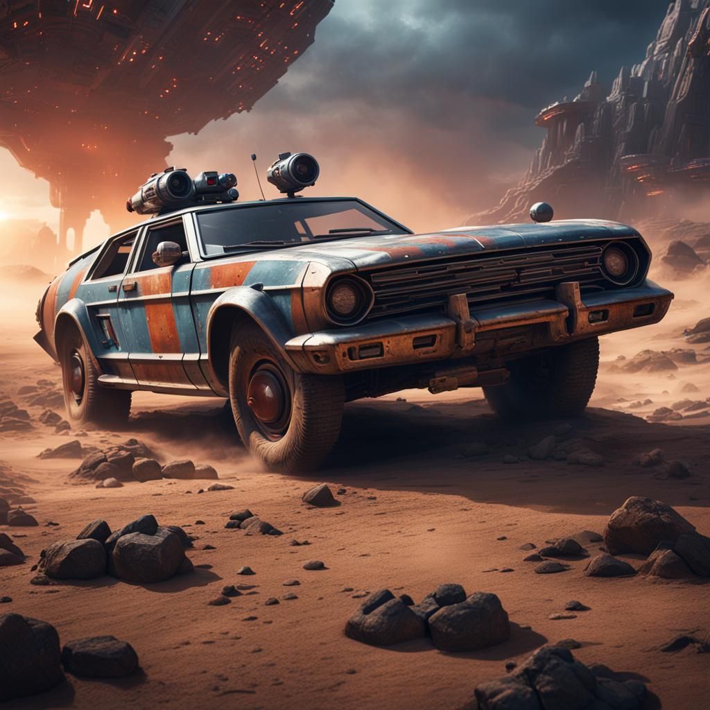 Han Solo's Futuristic War Car: Detailed Matte Painting