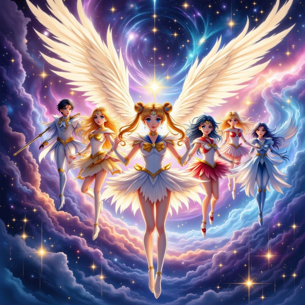 Eternal Sailor Moon Soars Through Cosmos with Guardians