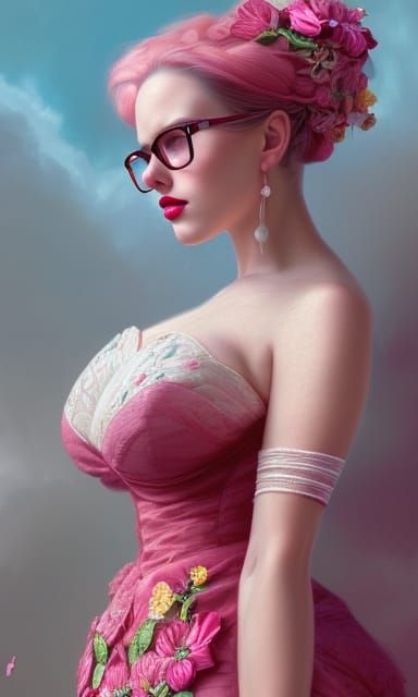 Voluptuous Woman Portrait with Intricate Embroidered Dress