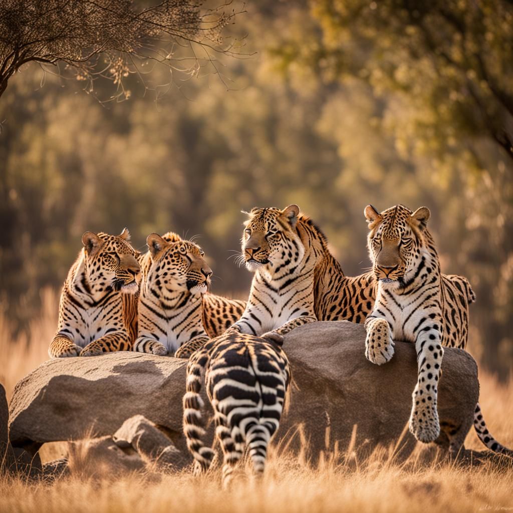 Leopards Observing Zebras in Natural Habitat