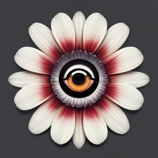 Surreal Flower with Teeth and Eyes