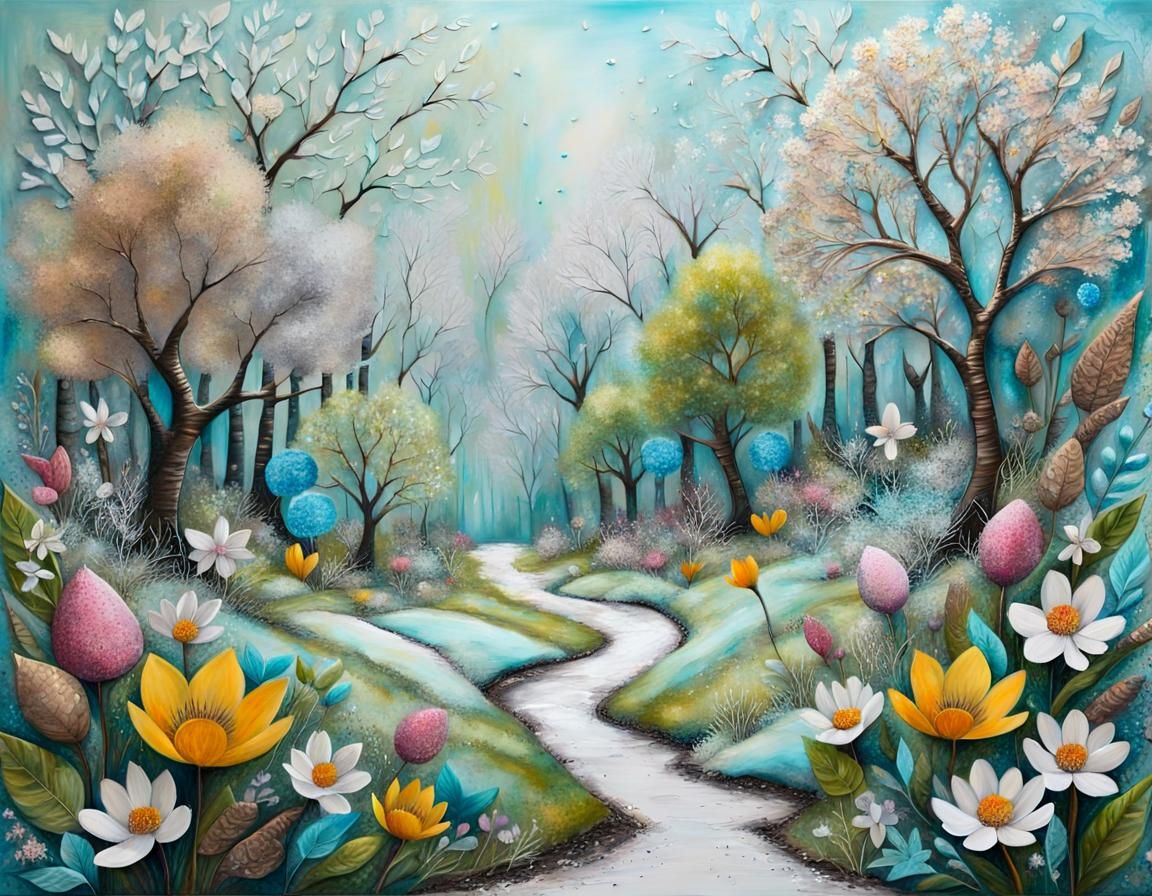 Spring Wonderland in Mixed Media Style
