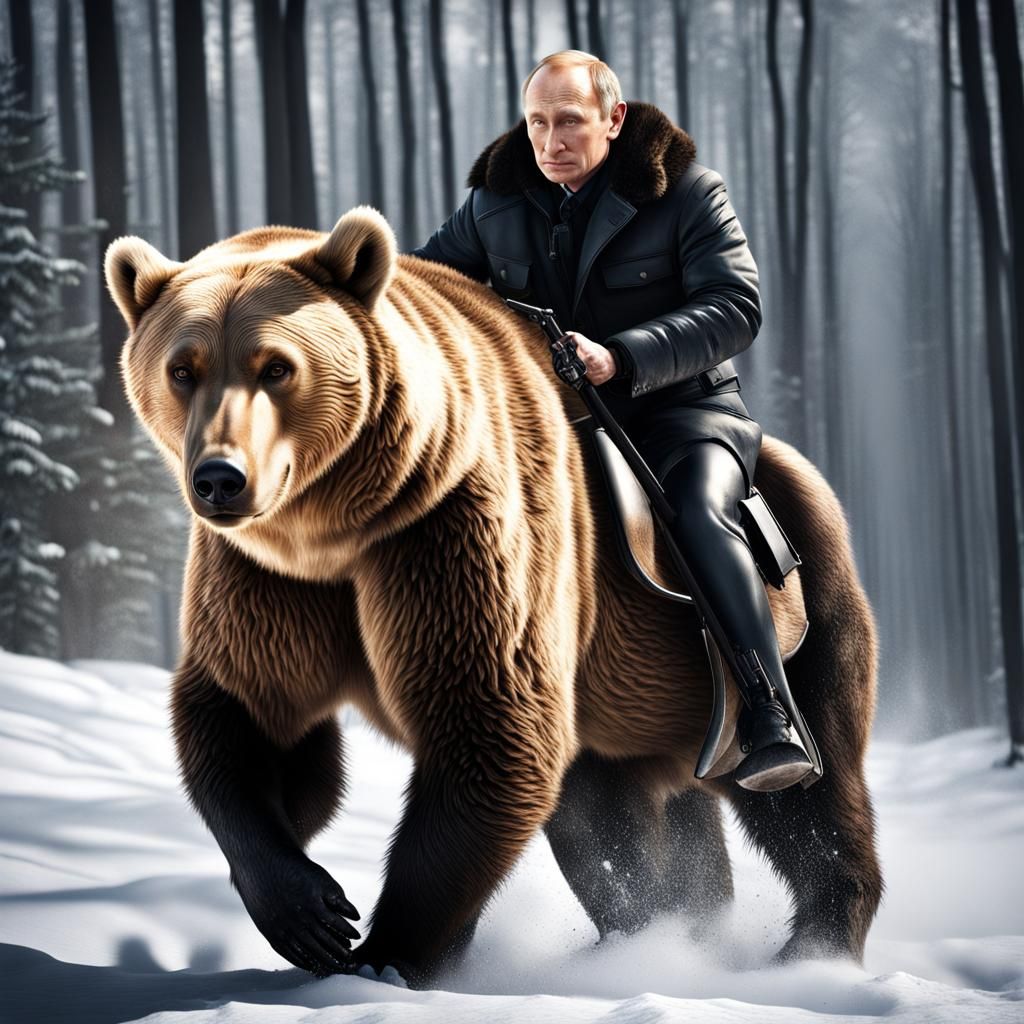 Putin Rides a Bear in Hyperrealistic Detail