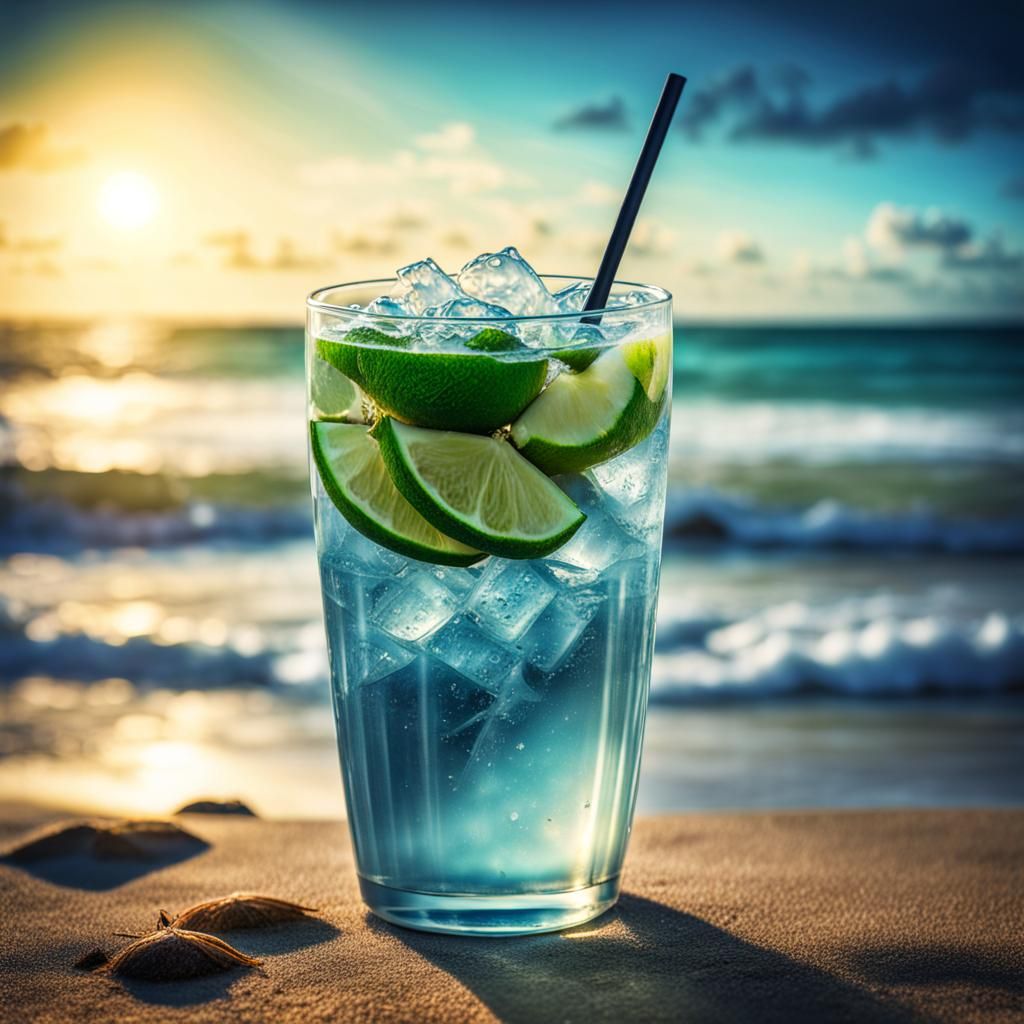 Hyperrealistic Coconut Cocktail on a Tropical Beach